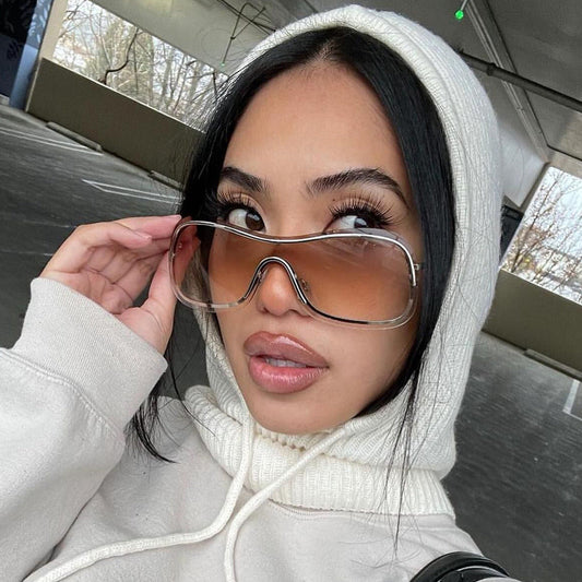 Frameless Y2K Oval Sunglasses Trendy Metal Shades