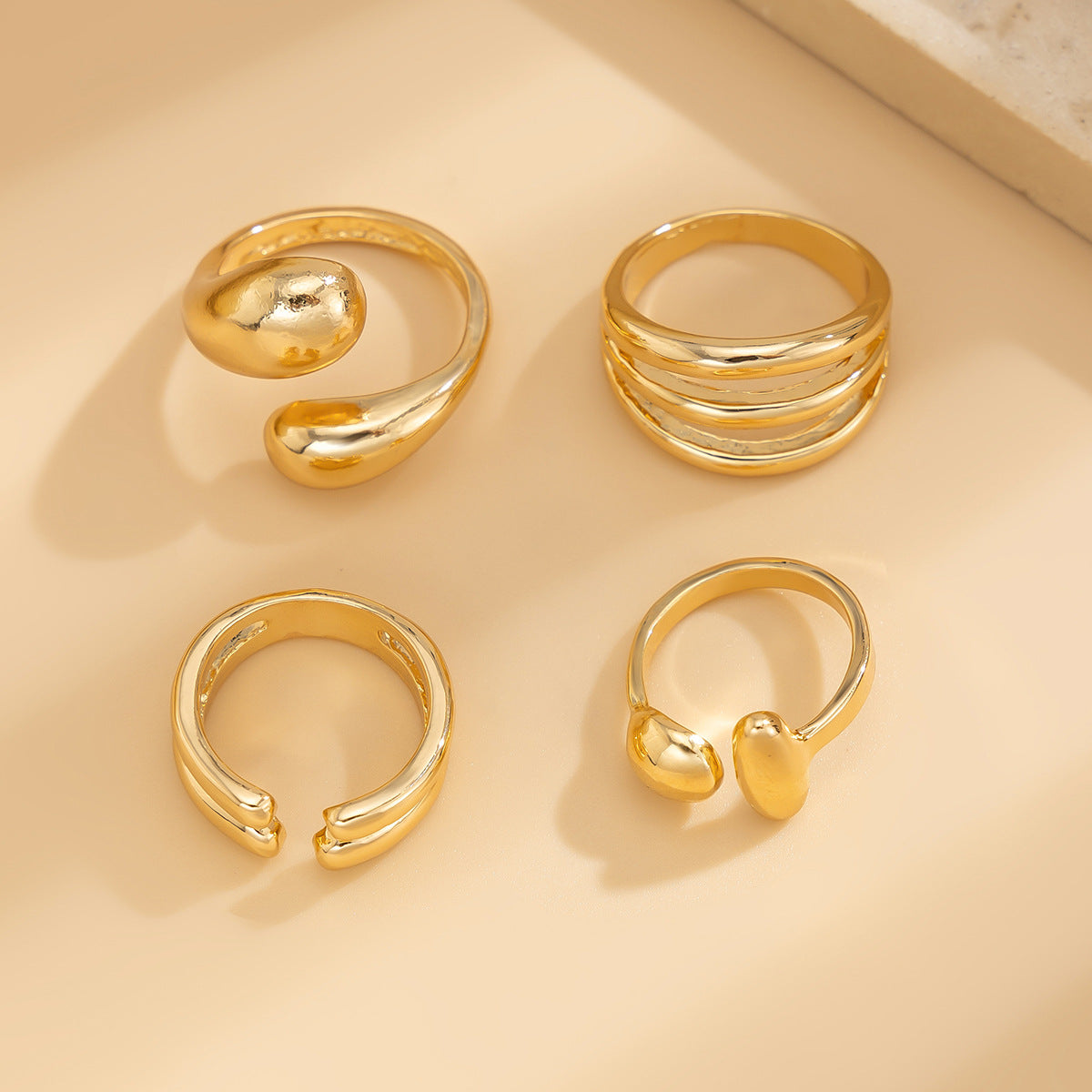 Fashionable Irregular Alloy Wide Bracelet Set