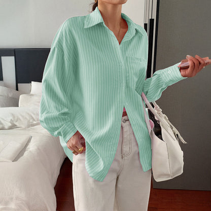 Casual Striped Long Sleeve Women's Shirt