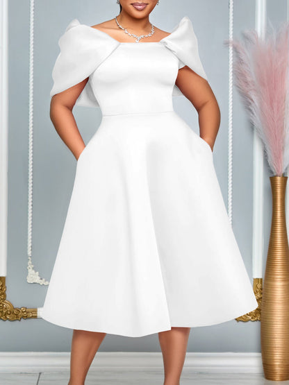 Elegant A-Line Dress With Puff Sleeves