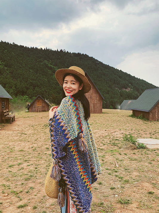 Ethnic Style Tibetan Wear Cape Coat Shawl Lhasa Scarf Women Wear Grassland Cloak Outside