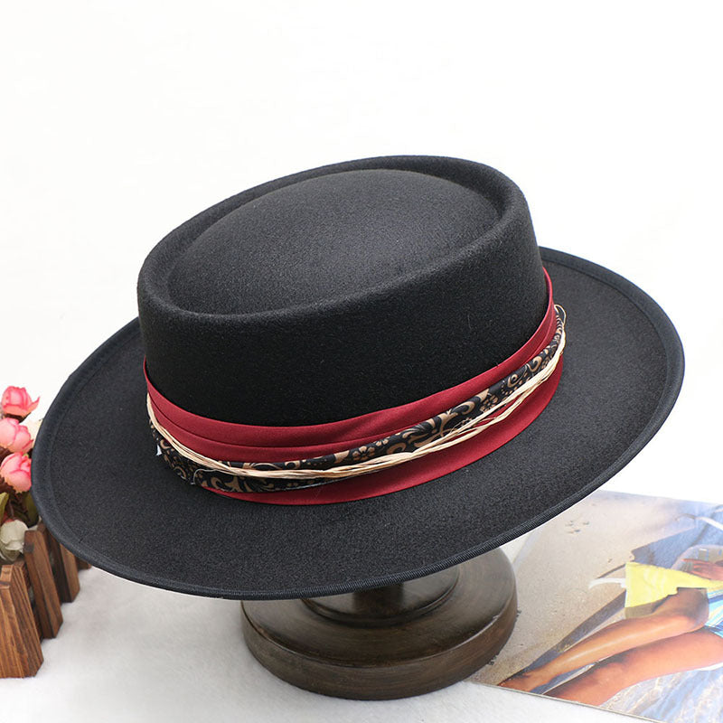 Elegant Black Wool Felt Fedora Hat for Women
