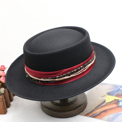 Elegant Black Wool Felt Fedora Hat for Women