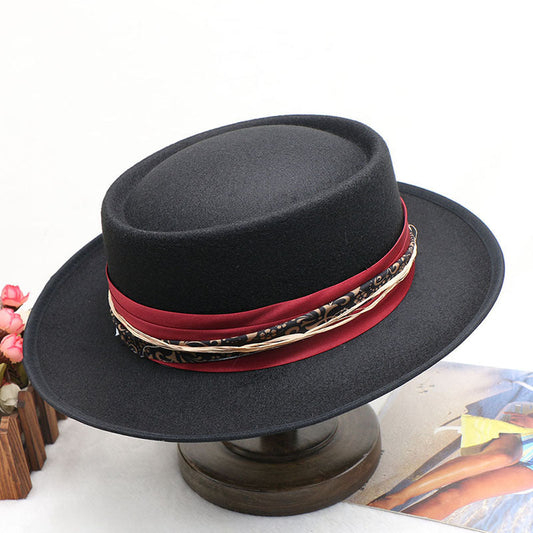 Elegant Black Wool Felt Fedora Hat for Women