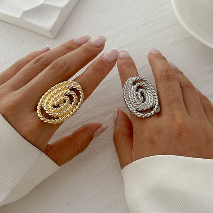 Five-Petal Flower Statement Ring Embellished Metal Wrap Ring