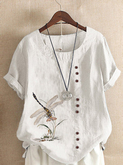 Vintage Cotton And Linen Loose Casual Short Sleeves