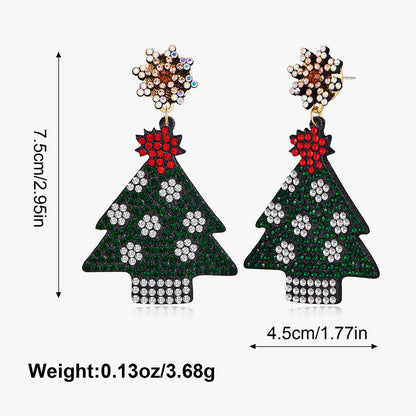 Trendy Enamel Christmas Theme Rhinestone Dangle Earring