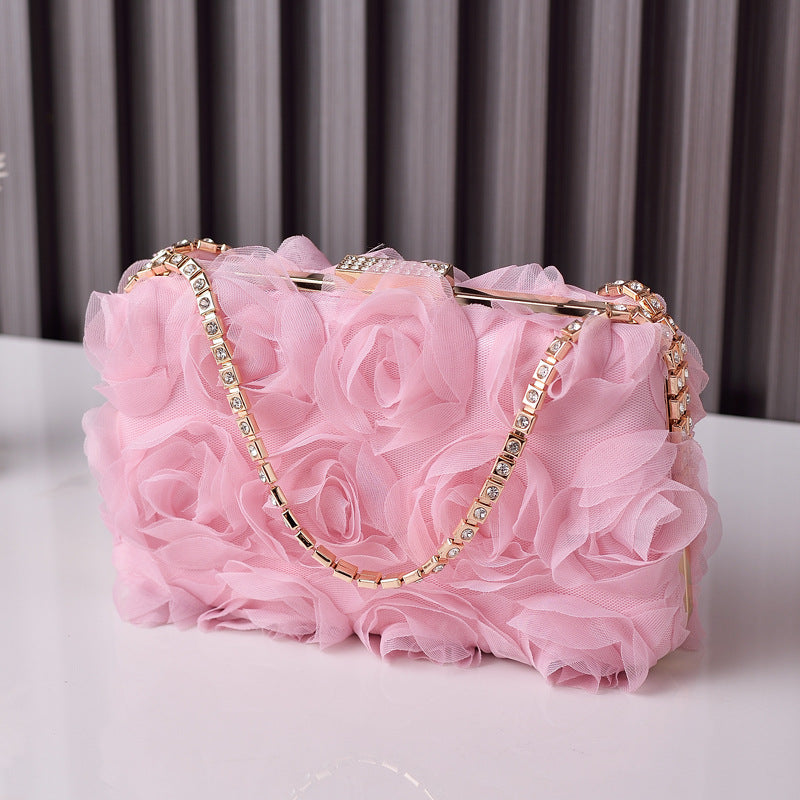 Chic Floral Chiffon Evening Clutch Party Bag