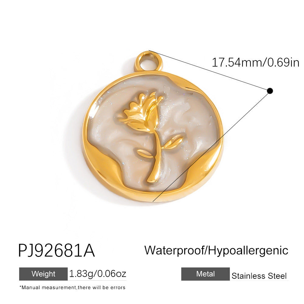 Heart Flower Pendant Accessories 18K Gold Plated Stainless Steel Jewelry