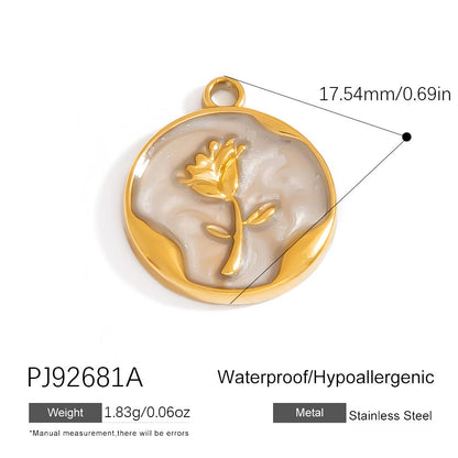 Heart Flower Pendant Accessories 18K Gold Plated Stainless Steel Jewelry