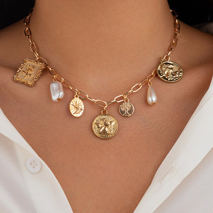 Ocean-Inspired Mermaid Tail Faux Pearl Tassel Necklace