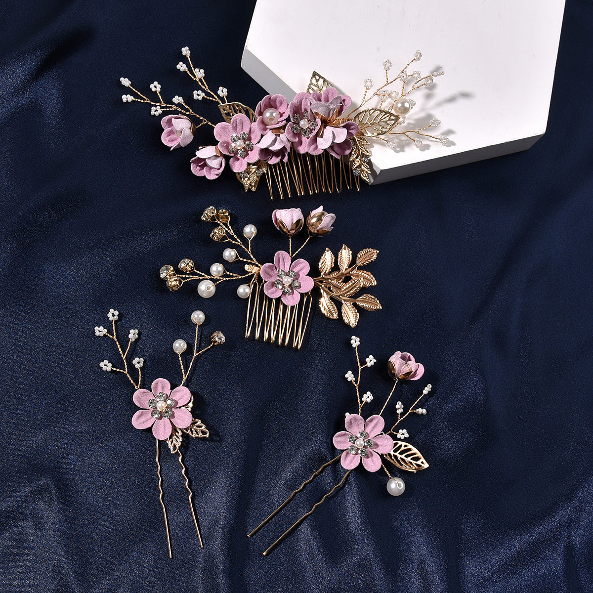 Bridal Floral Hair Accessories Forest Style Blue Flower Hairpin Wedding Hairpiece