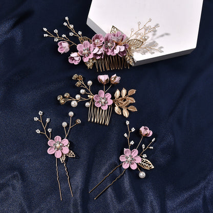 Bridal Floral Hair Accessories Forest Style Blue Flower Hairpin Wedding Hairpiece