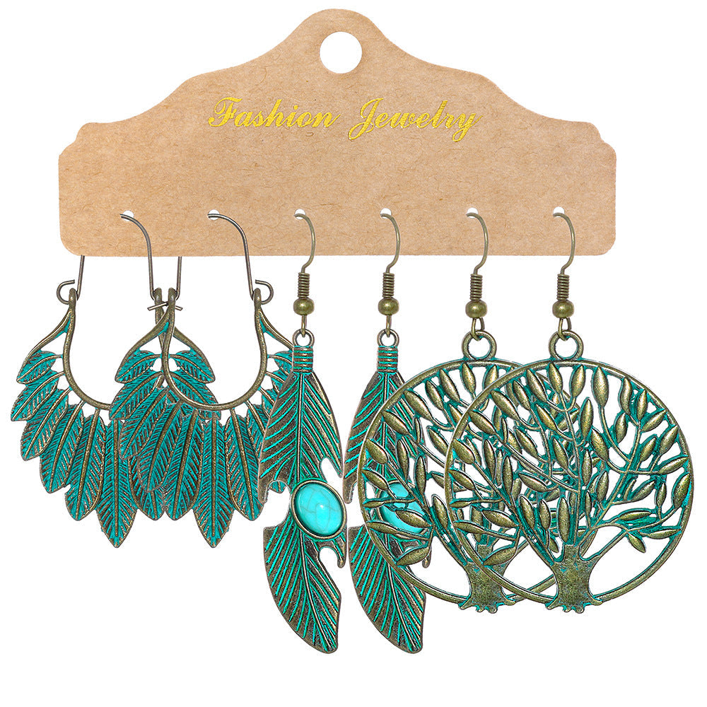 Vintage Floral Dangle Earrings Set Bohemian Style