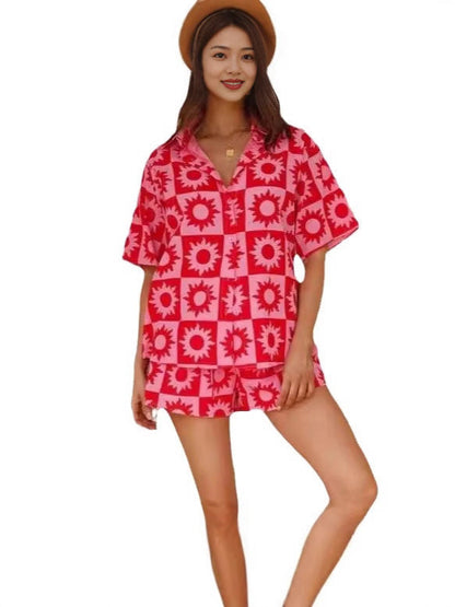 Fashionable Casual Printed Cardigan Set for Women