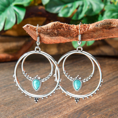 Bohemian Turquoise Earrings Set with Tassels