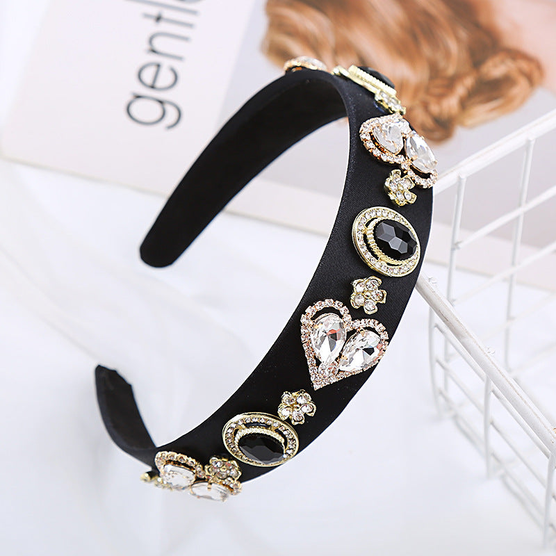 Baroque Glass Heart Headband Trendy Elegant Hair Accessory