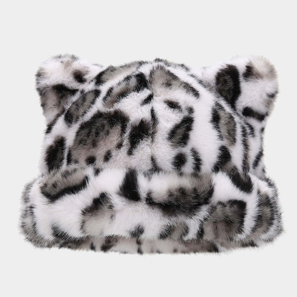 Retro Fluffy Leopard Cat Ears Warm Beanie Cap