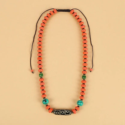 Tianzhu Agate Coral Necklace Tibetan Men And Women Retro Long Ethnic Style Collarbone Chain Tibetan Accessories