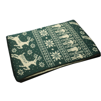 Autumn And Winter Christmas Snowflake Fawn Elk Knitted Scarf Thickened Double-Sided Couple Scarves For Men And Women