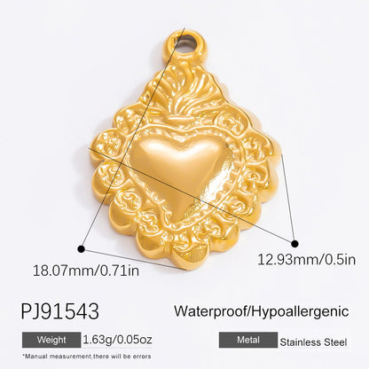 Heart-Shaped Stainless Steel 18K Gold Necklace Pendant DIY Jewelry