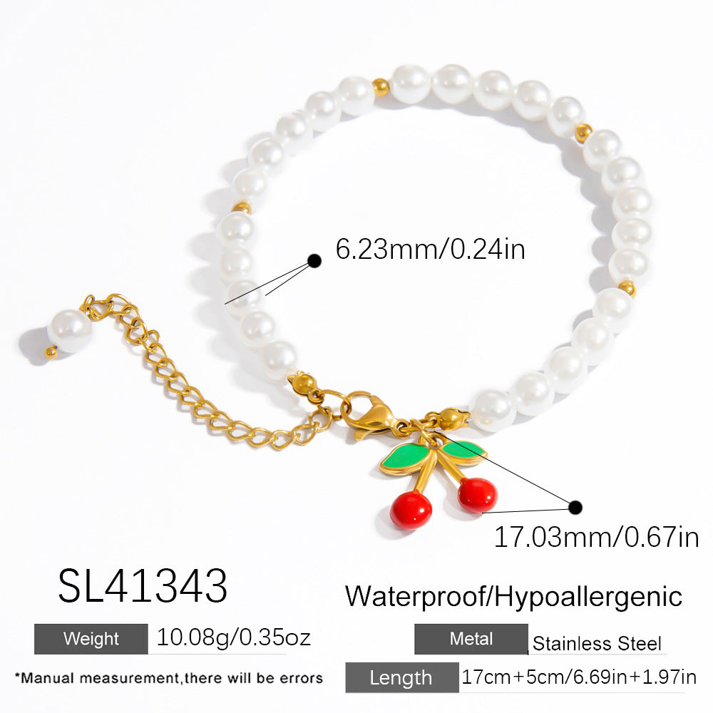 Charming Fruit Pendant Stainless Steel Bracelet Stylish Women's Jewelry