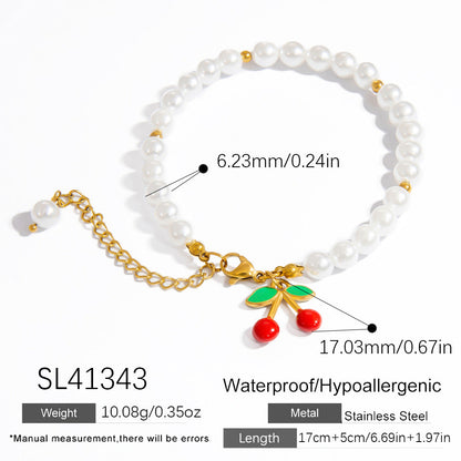 Charming Fruit Pendant Stainless Steel Bracelet Stylish Women's Jewelry
