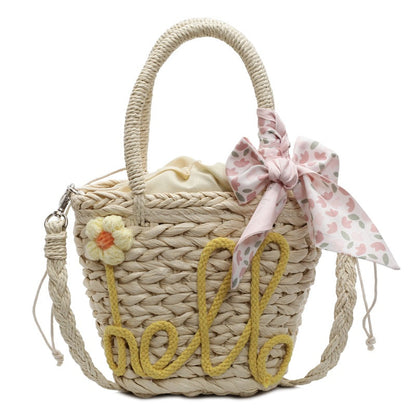 Trendy Beach Tote Bag With Letter Decoration And Scarf