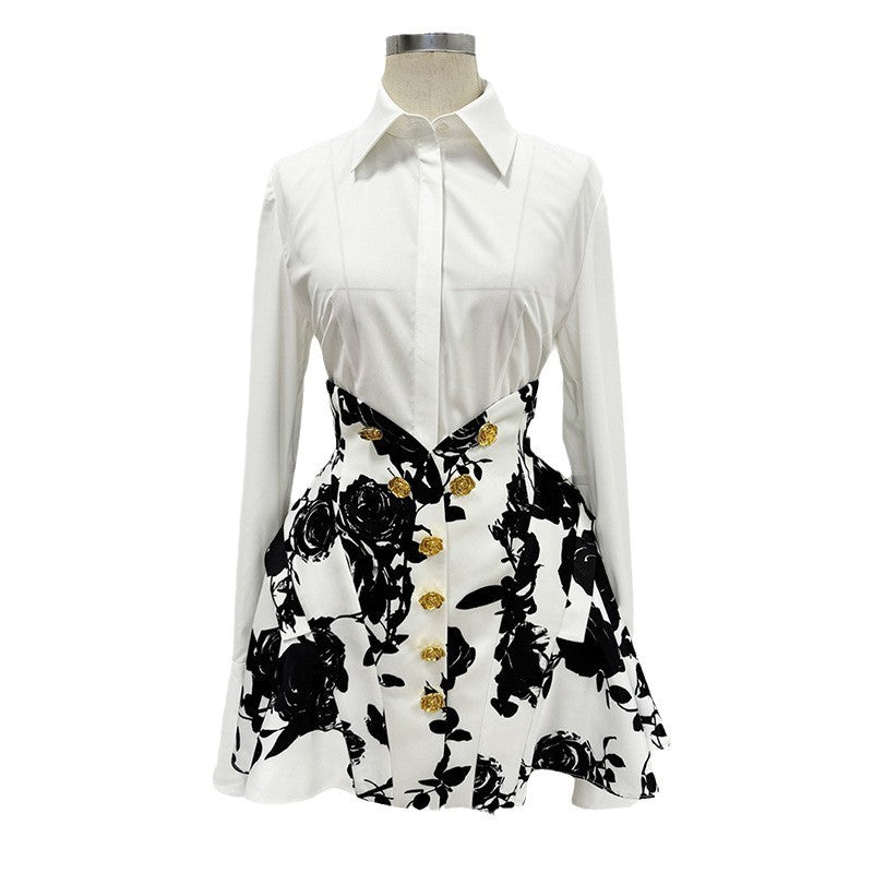 Floral Print A-Line Skirt Elegant Casual Wear