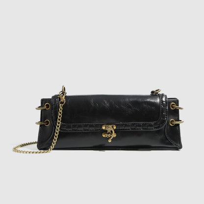 Vintage Square Shoulder Bag With Chain Strap