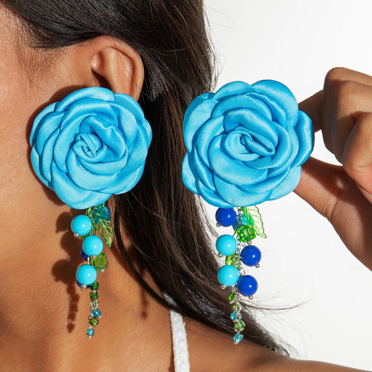 Chic Camellia Flower Acrylic Tassel Earrings