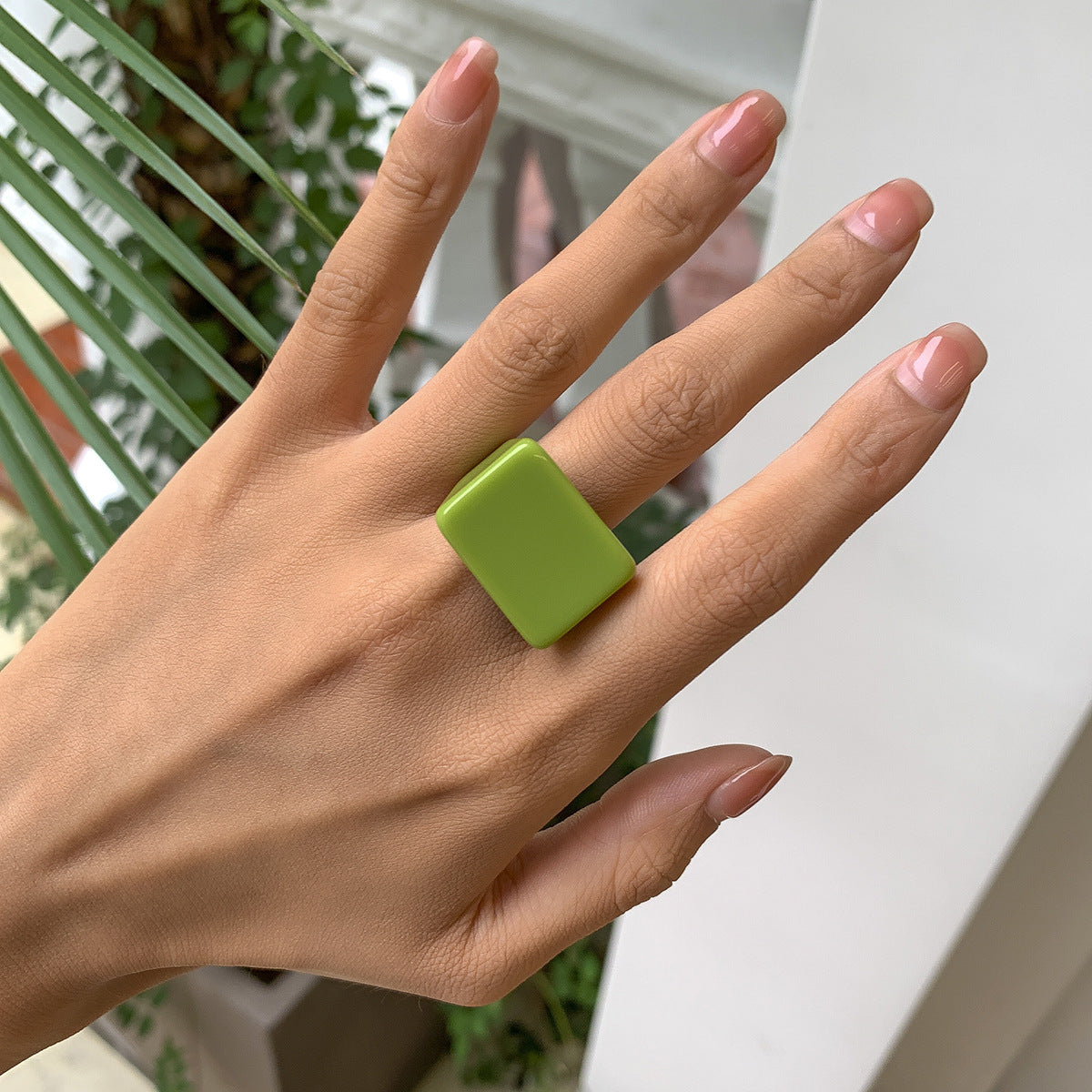 Colorful Acrylic Geometric Resin Rings Stylish Casual Accessories