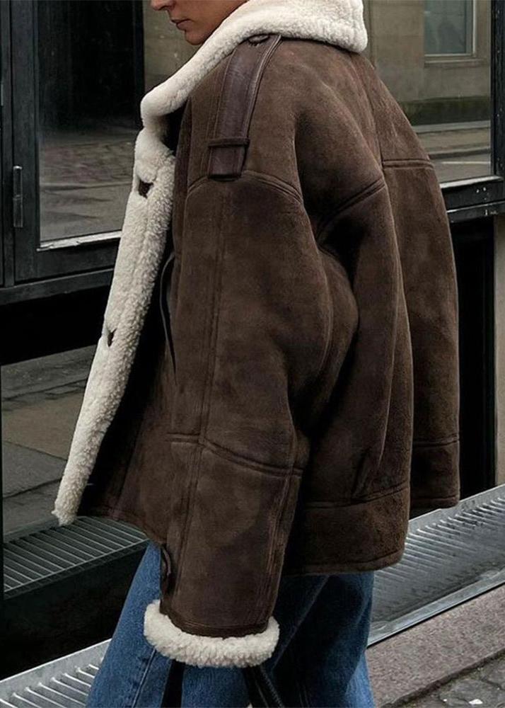 Aviator Jacket Faux Shearling Dark Brown