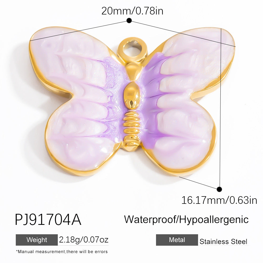 Butterfly Pendant Necklace Elegant Stainless Steel