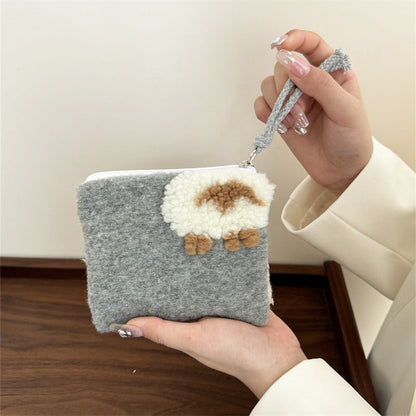 Cute Lamb Wool Portable Zipper Cosmetic Bag