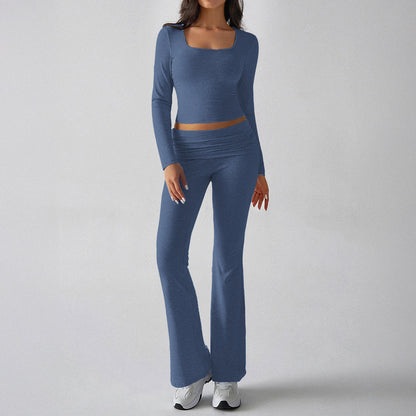 Casual Knit Long Sleeve Top and Pants Set