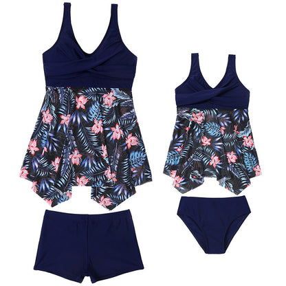 Plus Size Two-Piece Swimwear For Women With Mesh Skirt