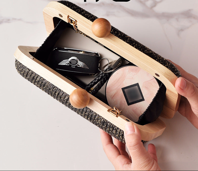 Woven Fabric Evening Clutch Bag Stylish Handheld Purse