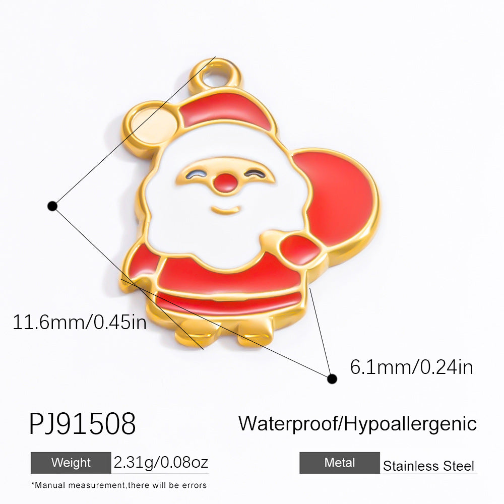 DIY Christmas-Themed 18K Gold-Plated Stainless Steel Pendant Accessories