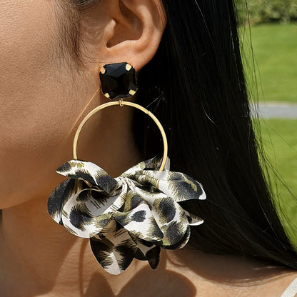 Geometric Leopard Print Resin Drop Earrings For Women