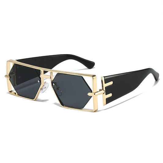 Trendy Hollowed Out Square Sunglasses Stylish Hip Hop Accessories