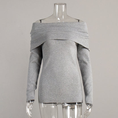 Elegant Off-Shoulder Knit Sweater Casual Top