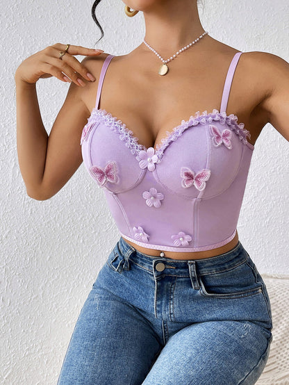 Sexy Embroidered Butterfly Bralette With Floral Design