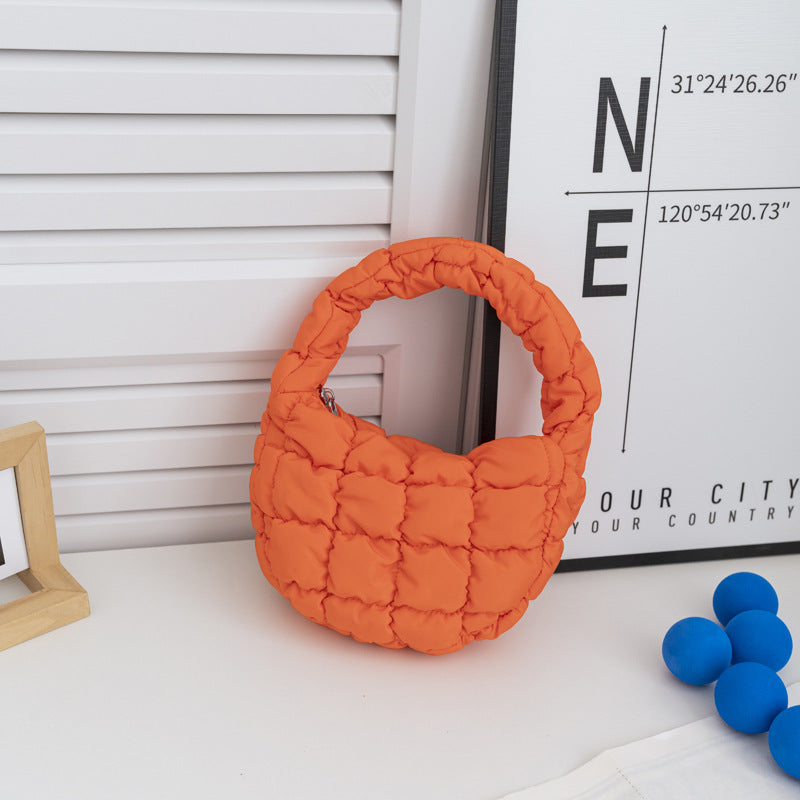 Mini Cloud Bag with Ruching Stylish Nylon Tote