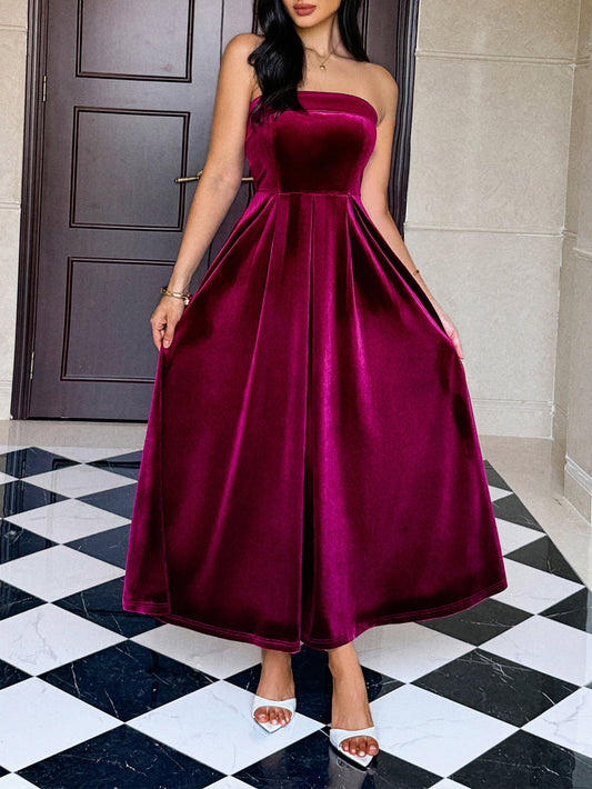 Elegant Strapless Maxi Dress For Women
