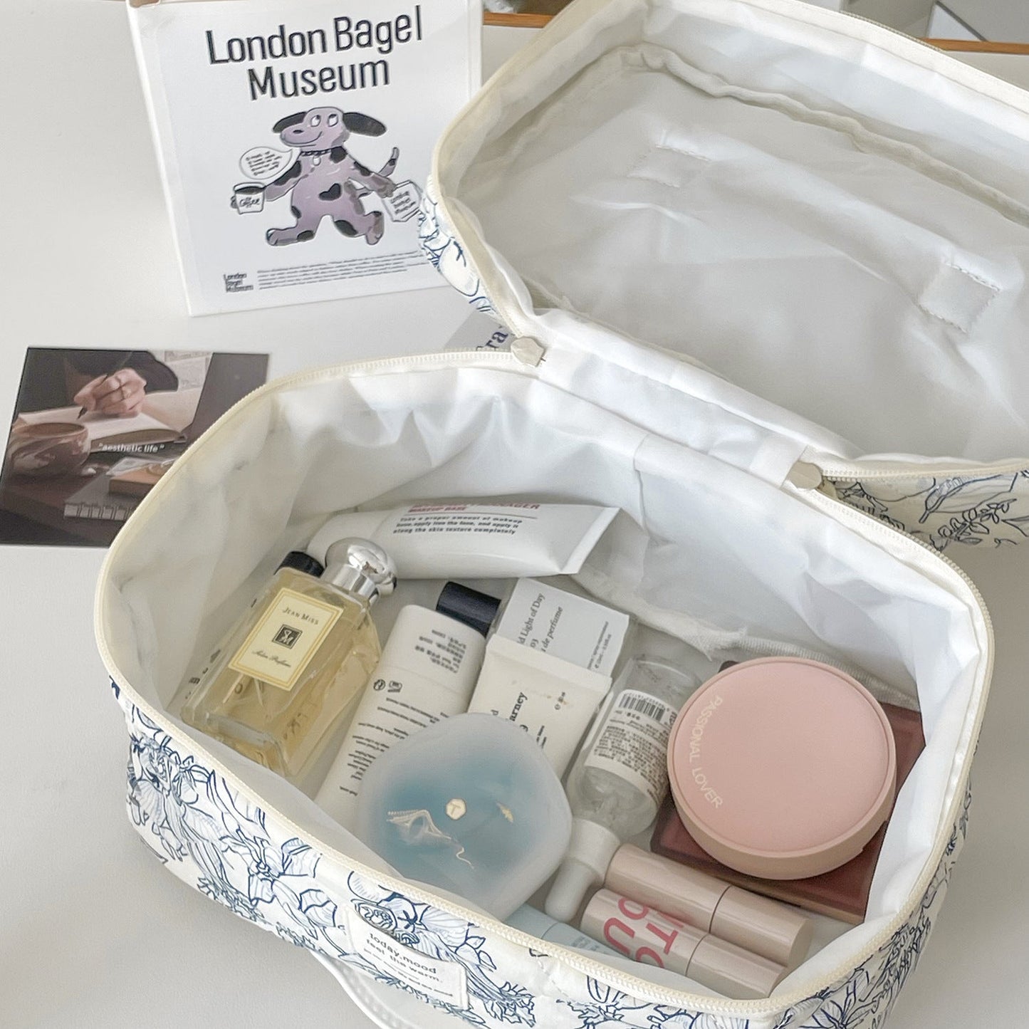 Jungle Series Makeup Bag Stylish Dot Print Cotton Travel Toiletry Organizer
