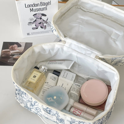 Jungle Series Makeup Bag Stylish Dot Print Cotton Travel Toiletry Organizer