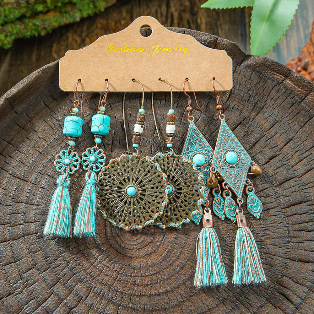 Fashion Tassel Earrings Set for Women - Vintage Style