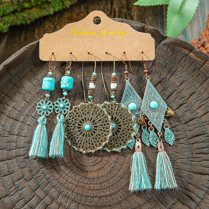Fashion Tassel Earrings Set for Women - Vintage Style
