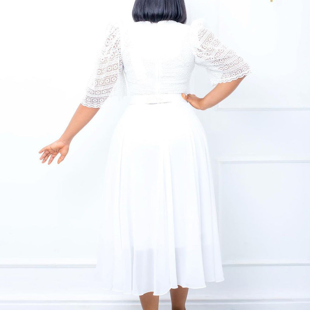 Chic A-Line Chiffon Dress With Beads - Elegant Urban Style